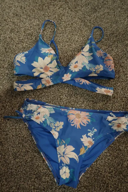 GIRLS ONEILL SIZE 14 Bathing Swim Suit Bikini blue floral 2 piece $8.00 ...