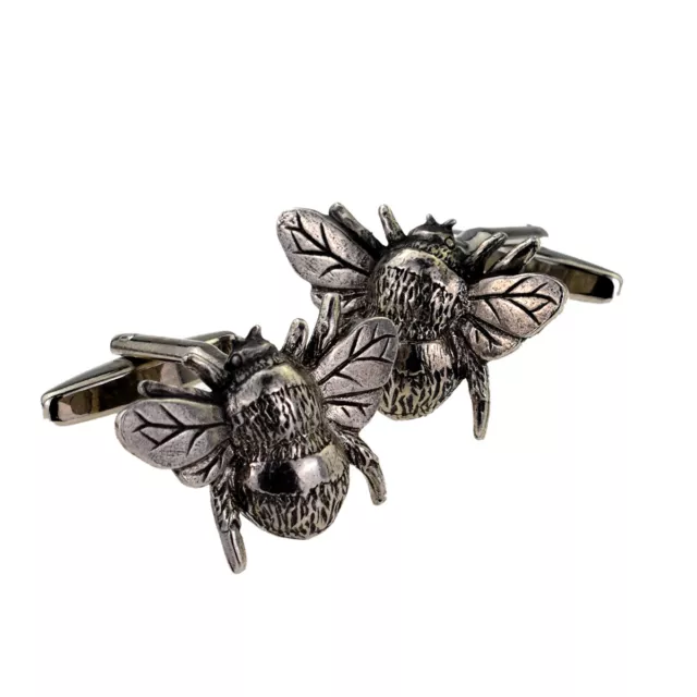 English Made Pewter Bumblebee Cufflinks in a Box XWCL106