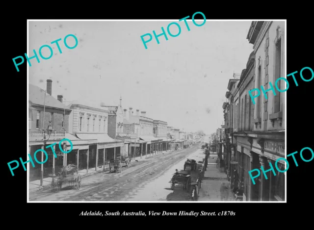 OLD POSTCARD SIZE PHOTO ADELAIDE SOUTH AUSTRALIA VIEW OF HINDLEY ST c1870