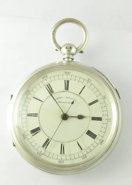 Stunning Liverpool Silver Fusee Centre Sec's Chronograph Pocket Watch 1891