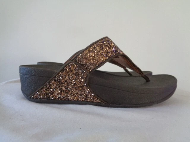 Fitflop Sequin Brown Toe Post Sandals Size 5