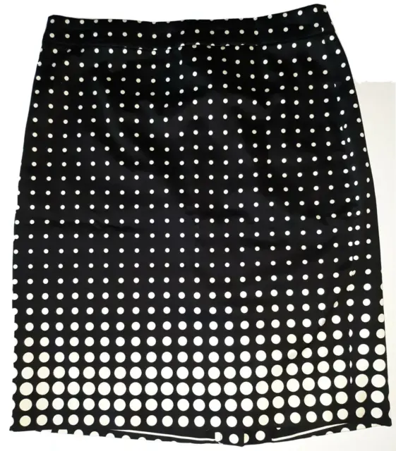 J Crew Polka Dot Pencil Skirt Sz 4 Black White $85 VGUC Back Zipper Ombre Dots