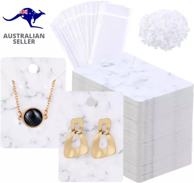 800 Pieces Marble Earring Necklace Display Card Holder Set 200 Pieces Jewel