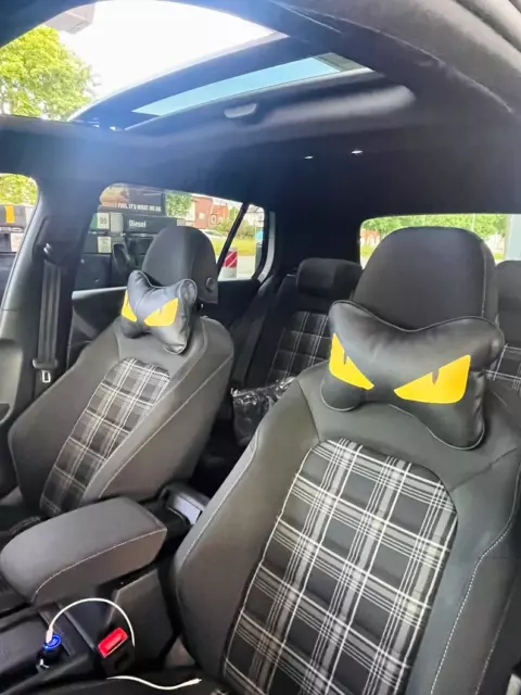 FENDI INSPIRED CAR Headrest Neck Pillow Pair Designer Leather Feel