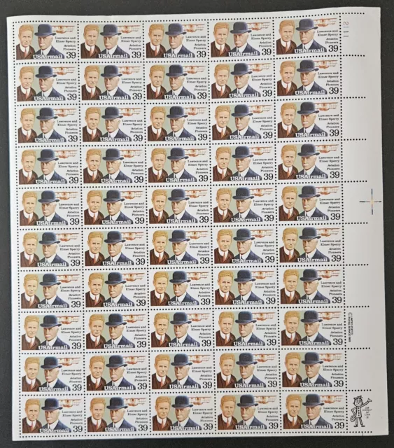 US Scott # C114 - Sheet Of 50 Air Mail Stamps - Lawrence & Elmer Sperry -MNH