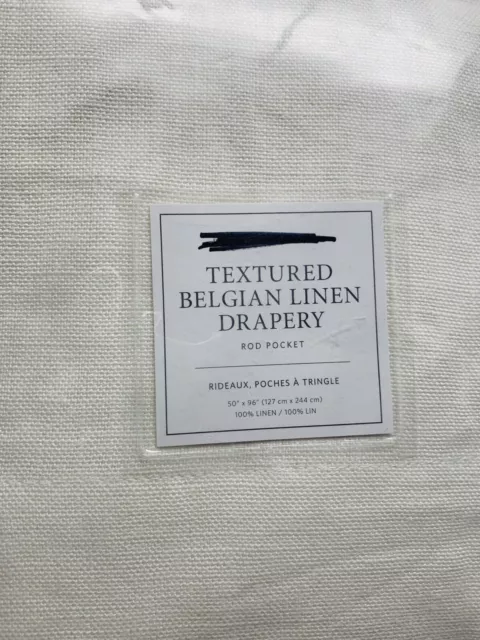 1-Restoration Hardware Belgian Textured Linen Panel RP- White - 50" x 96"