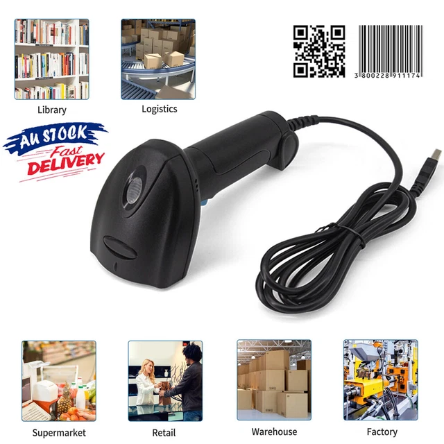 USB WIRED HANDHELD 1D / 2D Bar Code Reader Barcode Scanner Automatic ...