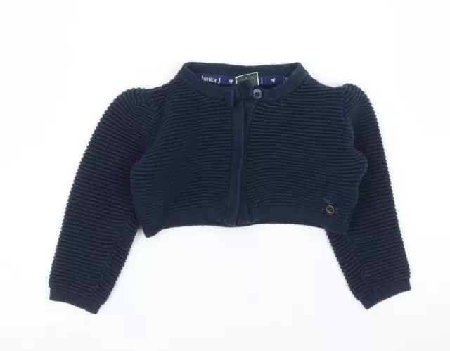 Debenhams Girls Blue Round Neck Cotton Cardigan Jumper Size 2 Years Button