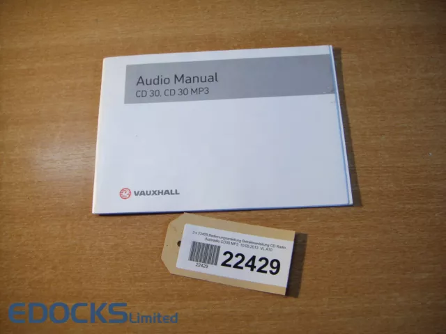 Manuel D'Instructions Mode D 'em Ploi CD Radio Autoradio CD30 MP3 Opel