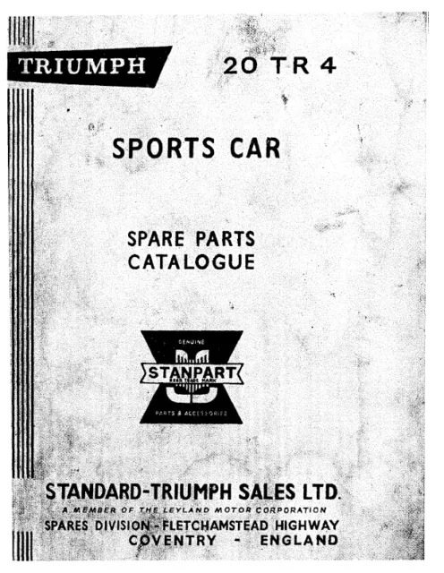 Triumph Tr4 Parts Manual Reprinted Comb Bound