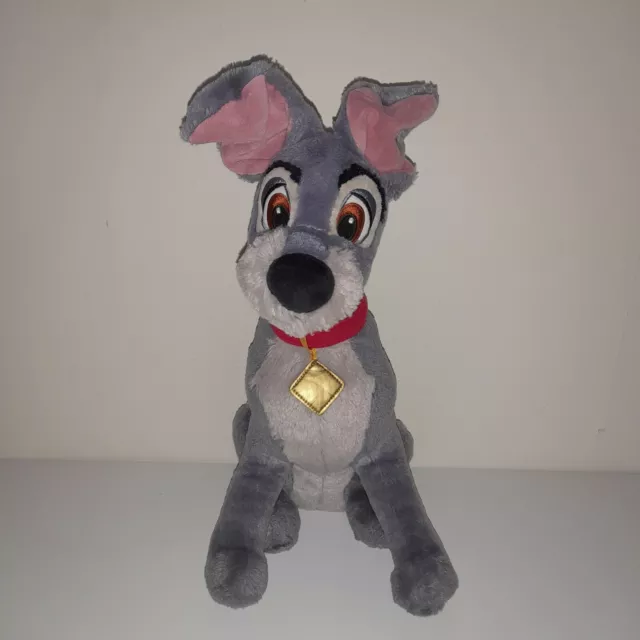 Lady And The Tramp Plush Soft Toy Grey Dog Disney Store Stamped 16"