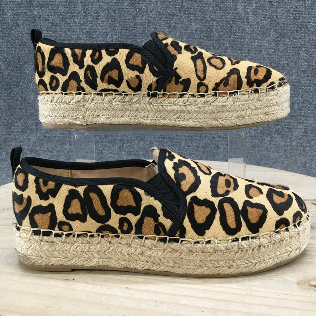 Sam Edelman Shoes Womens 10.5 M Carrin Espadrille Brown Leather Leopard Platform