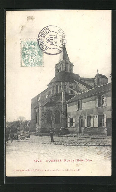 CPA Gonesse, Rue de l´Hotel-Dieu, vue de la rue 1906