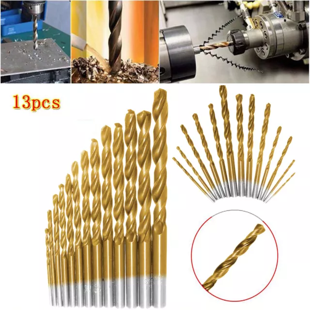 13Pcs Left Handed Drill Bit Set M2 HSS Titanium Nitride Coating (1/16" - 1/4") 2