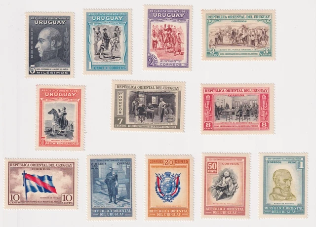 Uruguay, Mi 757-768, SATZ, Einhunderter Jahrestag des Todes von Jose Artigas, zw