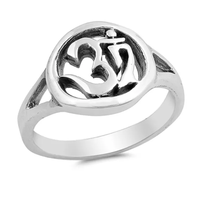 Om Sign Cutout Ring New .925 Sterling Silver Band Sizes 6-10