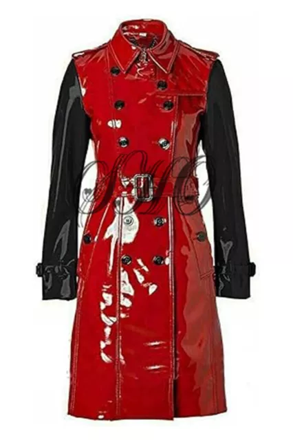 WOMEN'S RED AND Black PVC Vinyl Trench Double Breasted Coat $76.49 ...