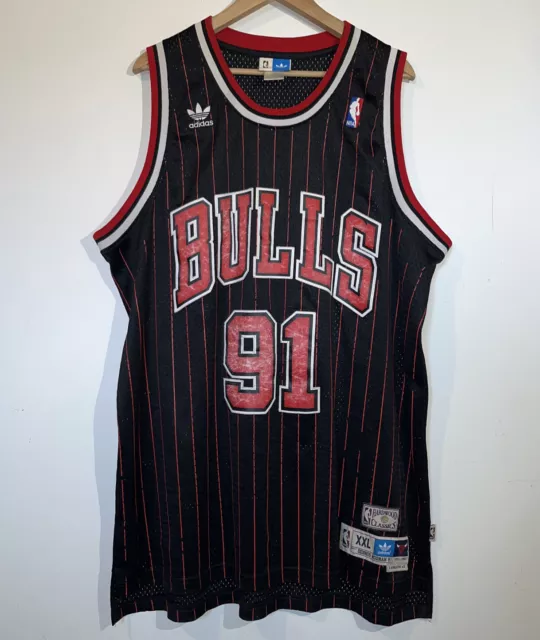 NWT Dennis Rodman Chicago Bulls Jersey Throwback Retro Black Pinstripe  (S-XL)