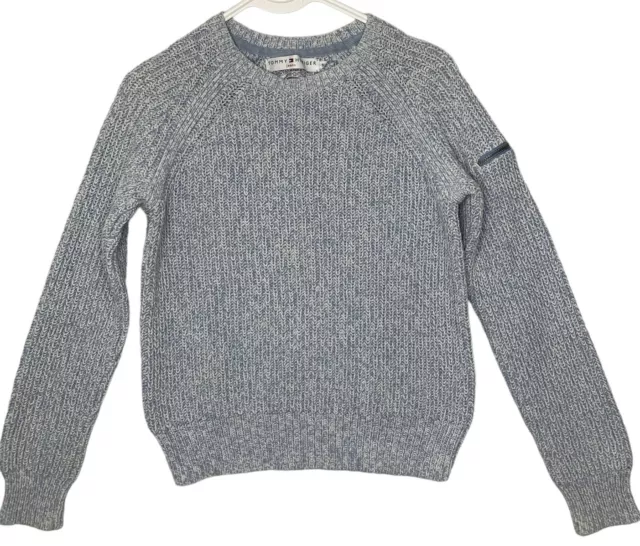 TOMMY HILFIGER SHAKER Knit Zipper Sleeve Sweater Womens Sz S Japan VTG ...