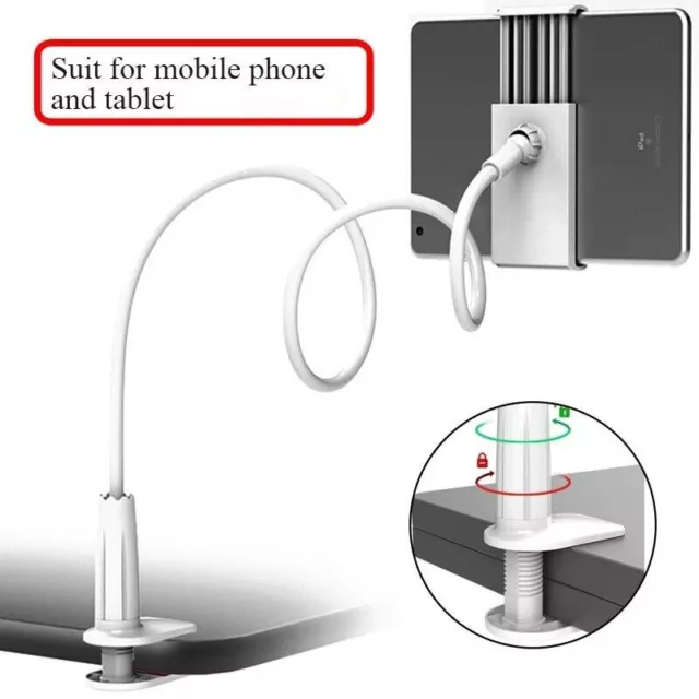 Universal Lazy Mobile Phone Gooseneck Stand Holder Flexible Bed Desk Table Clip