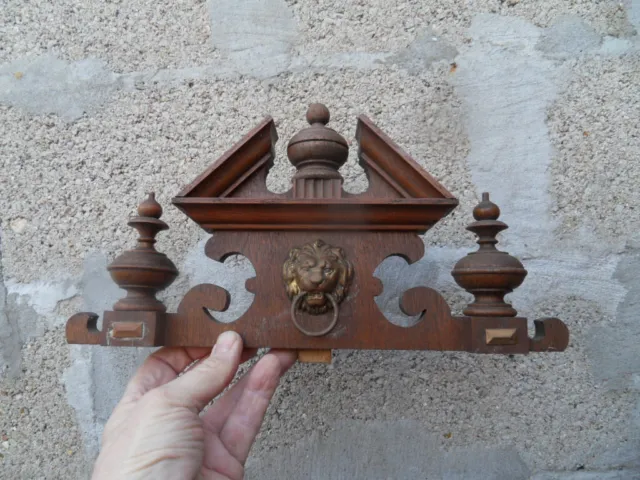 Vintage pediment bois fronton Lion deco meuble pendule horloge cadre !!!