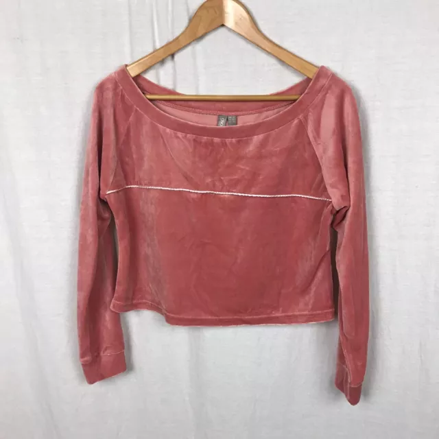 NWT ASOS Women's Lounge Velour Off Shoulder Sweat Shirt Pink Long Sleeve Size 0