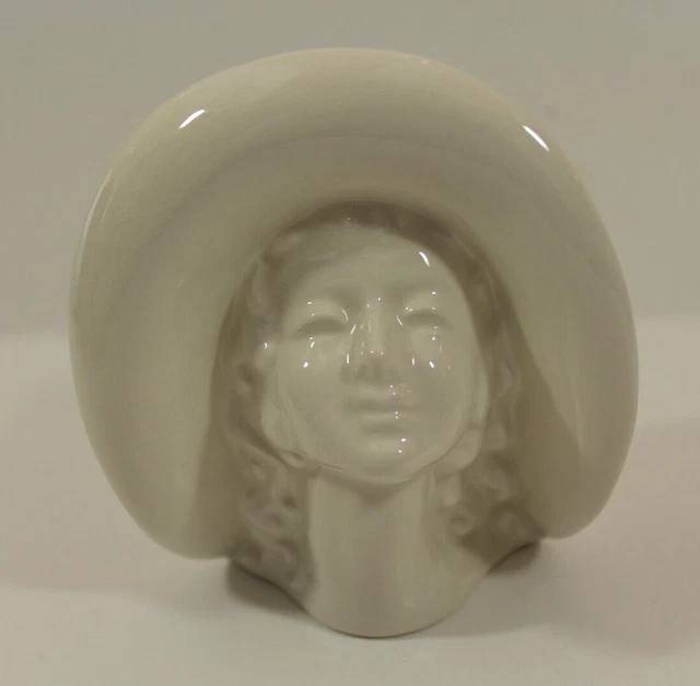 VINTAGE CREAM LADY Head Small Vase Wall Pocket USA 1940's Pottery £21.