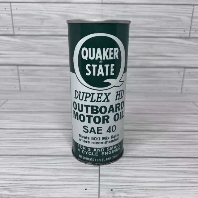 Vintage Quaker State Duplex HD 2 4 Cycle Outboard Motor Oil Full 16oz Can SAE 40