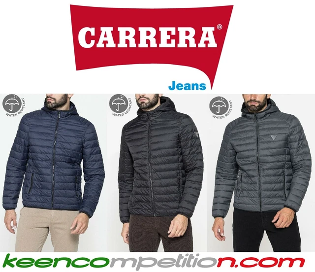 Carrera Giubbino Uomo Giubbotto Piumino Nylon Cappuccio Resistente Alla Pioggia