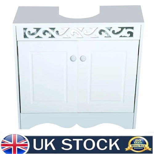 White Under Sink Unit Home Cabinet Cupboard Sturdy Storage Solution Matt Wooden