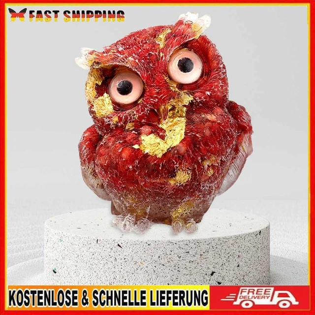 Eulen-Statue, Kristallsteinschnitzerei, heilende Tierfigur, Kunst-Heimdekoration