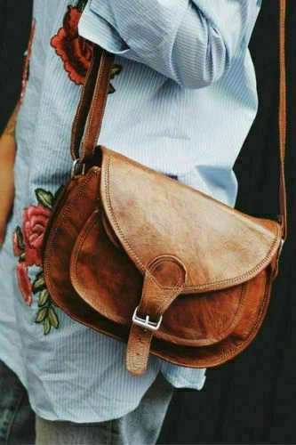 Vintage Femmes Adorable Véritable Cuir Handmade Épaule Sacoche Messager Neuf Sac