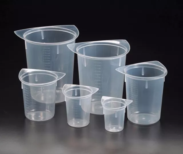50,100,250,400,800 & 1000ml Tri-corner Plastic Graduated Beakers Beaker Set of 6