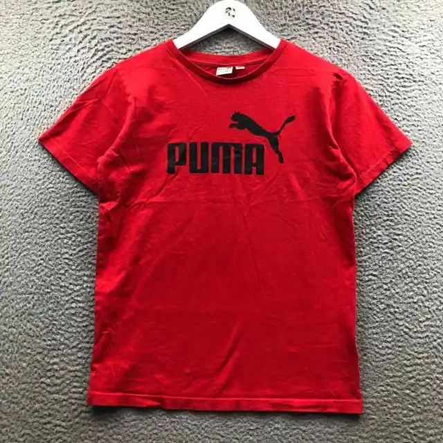 Puma T-Shirt Boys Youth Large L Short Sleeve Crew Neck Graphic Logo Red