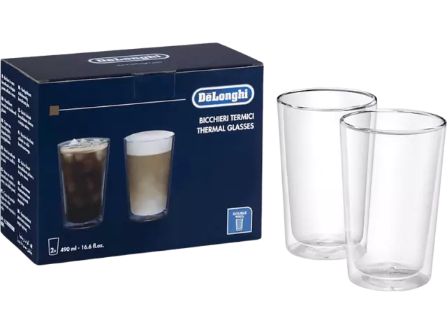 Set de vasos - De'Longhi DLSC319, 2x Vasos, 0.49 l, Vidrio, Transparente