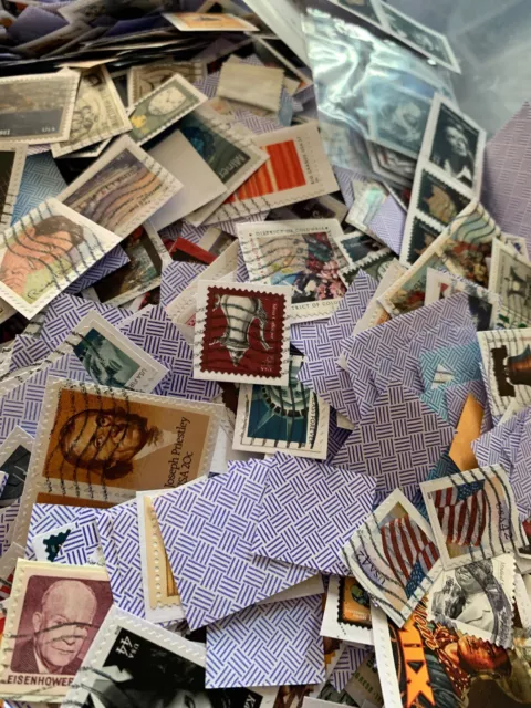 Big Lot Of 200 Mixed Used & Cancelled U.s. Postage Stamps On Paper New & Vintage 3