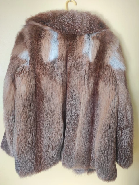 Manteau En Fourrure De Renard Gris - Taille 34/XS - état Parfait - Vintage Sans Marque