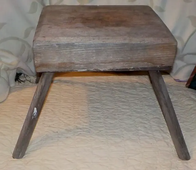 Antique Primitive Wooden Fireplace Foot Stool Milk Bench