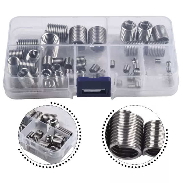 Complete 60Pcs Metric Thread Repair Insert Kit Set with Stainless Steel Inserts