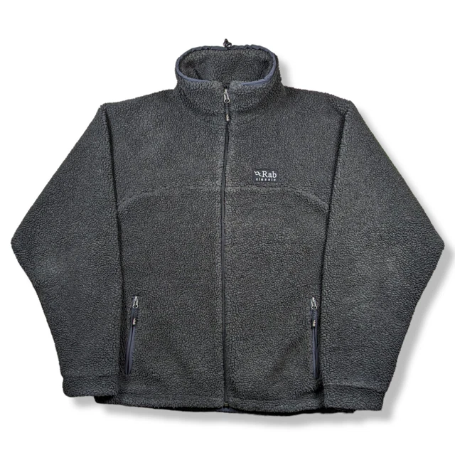 RAB Double Pile Jacket Classic Sherpa Fleece Full Zip Grey Men's Size XL