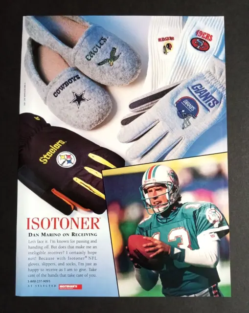 1994 Isotoner Gloves Dan Marino Hermans Sporting Football Magazine Cut Print Ad