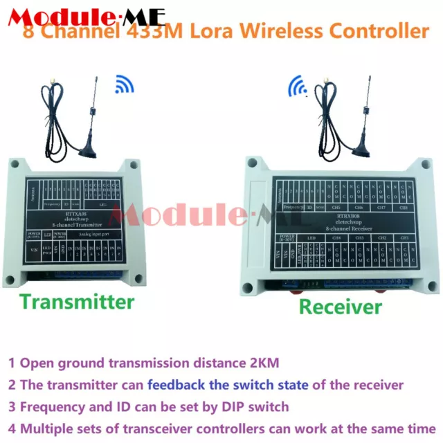 Interruttore relè IO wireless 8 CH 433 MHz telecomando point-to-point feedback 3