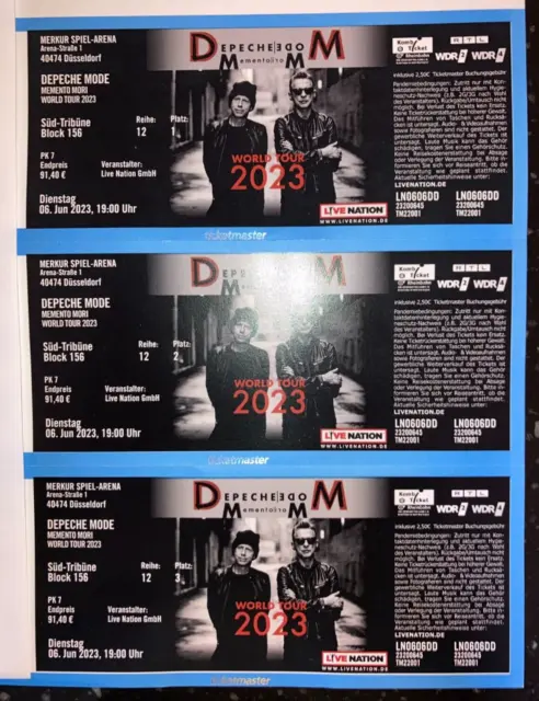 3 Tickets Depeche Mode Konzert Memento Mori Tour Düsseldorf MERKUR SPIEL-ARENA