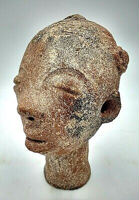 Ghana African Handmade Clay Ashanti Akan Tribal Burial Memorial Head Bust Figure