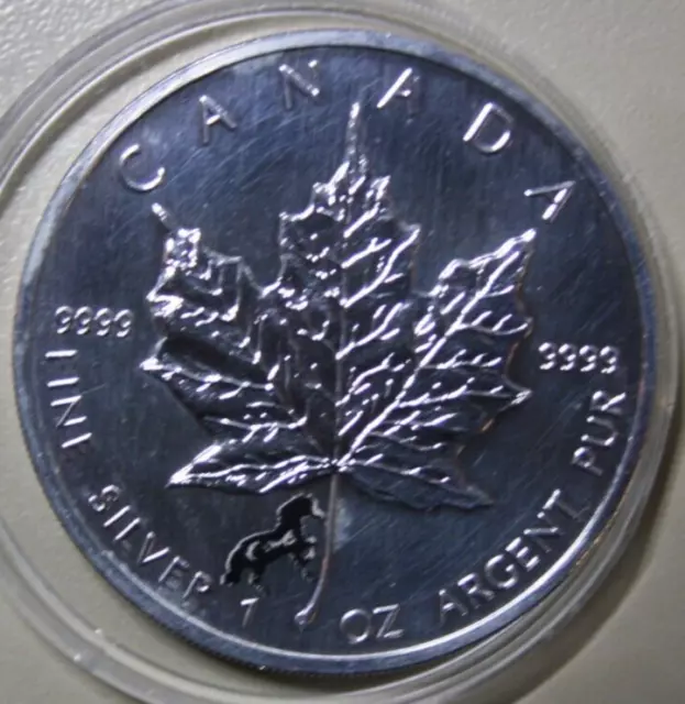 Kanada-Canada Maple 5 Dollars 2002 1 Oz Silver F#5750 Privy Mark "Horse"
