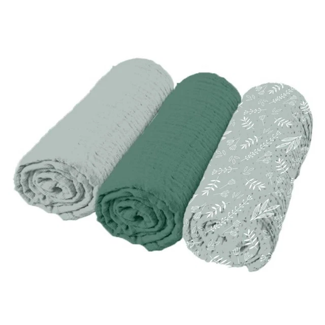 Paris Prix - Lot De 3 Langes Bébé "absorbant" 70x70cm Vert Céladon
