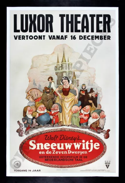 SNOW WHITE AND THE SEVEN 7 DWARFS * CineMasterpieces 1937 MOVIE POSTER DISNEY