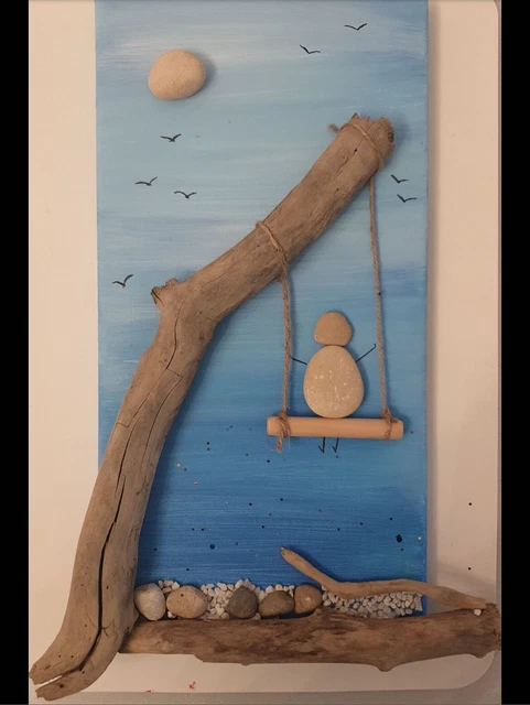 QUADRI DIPINTI SU Tela In 3D con sassi e EUR 45,00