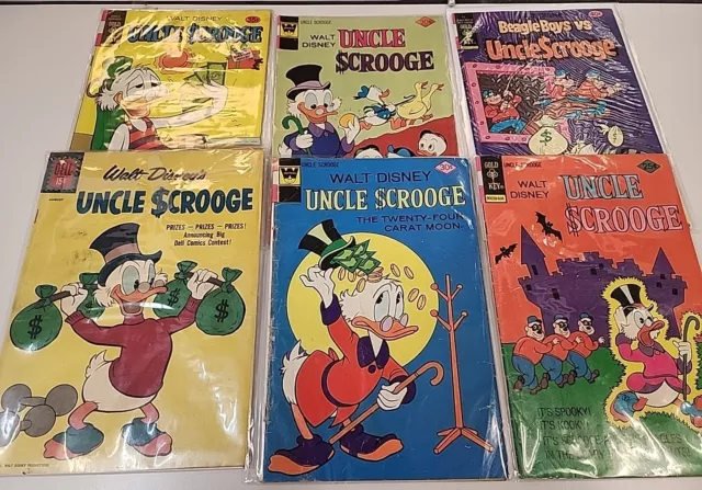 Walt Disney's Uncle Scrooge Vintage Comic Lot Of 6 Dell,Key,  And Whitman.