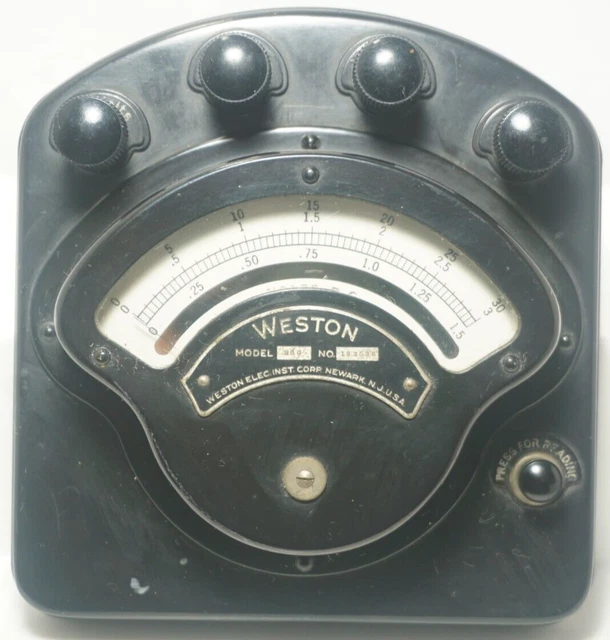 Vintage Weston Electrical Instruments Co Small DC 30 Voltage Amp Meter #280 #3